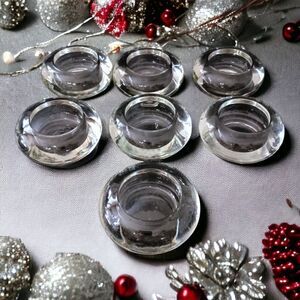 Tealight Votive Candle Holder Lot Set Crystal HEAVY Bubble ICY Clear Christmas.